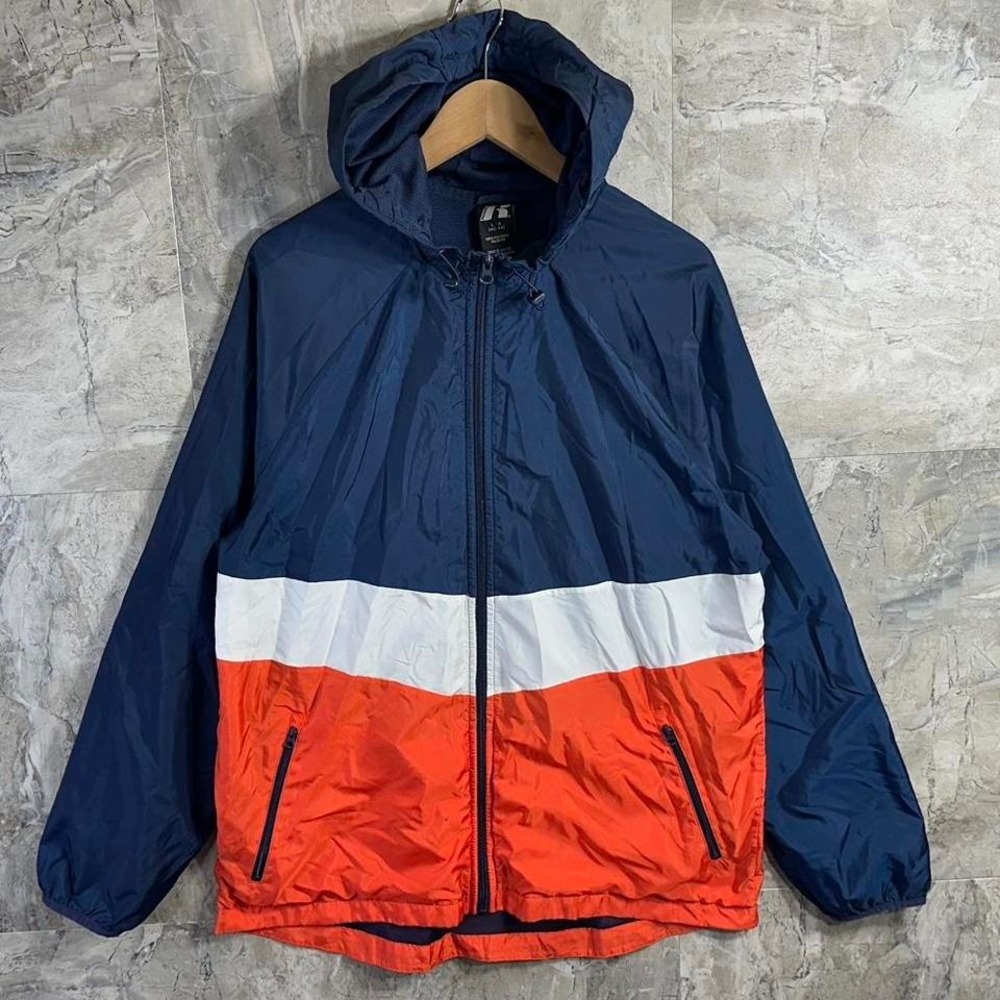 Russell Athletic navy blue windbreaker jacket Men's Size L‎ #windbreaker